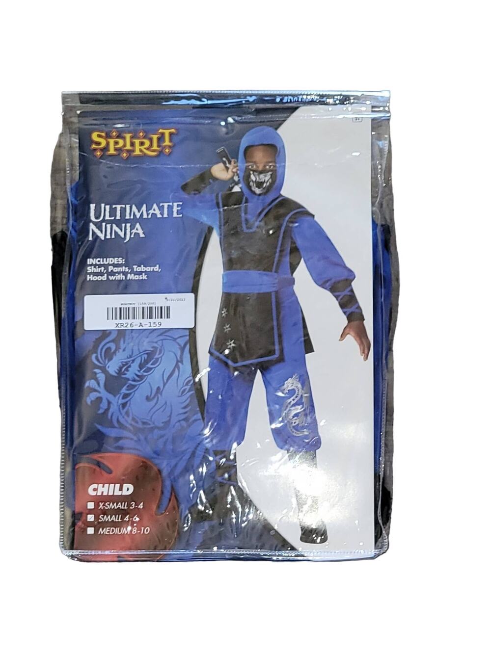 Spirit Halloween ultimate ninja blue costume costume size small kids 4-6